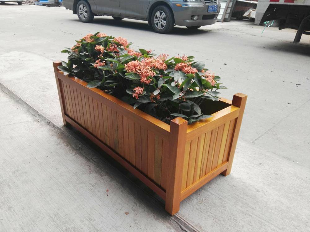 【工厂供应室外防腐木成品花池,园林工程绿化移动花箱定制】价格_厂家